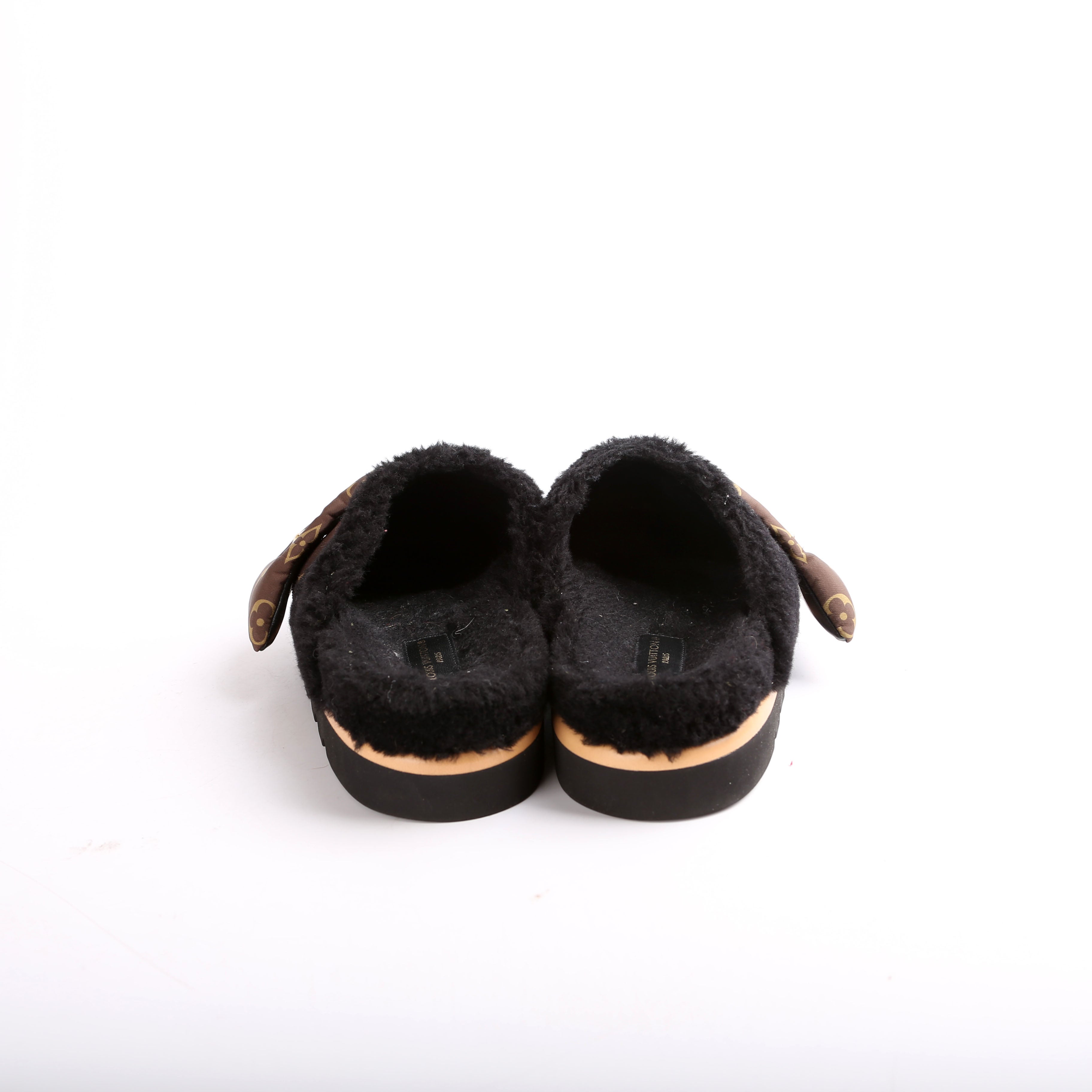 Shearling Nylon Monogram Pillow Comfort Mules Size 36