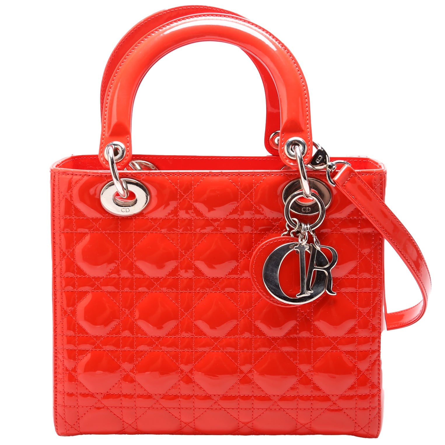 Lady Dior Medium Patent Orange