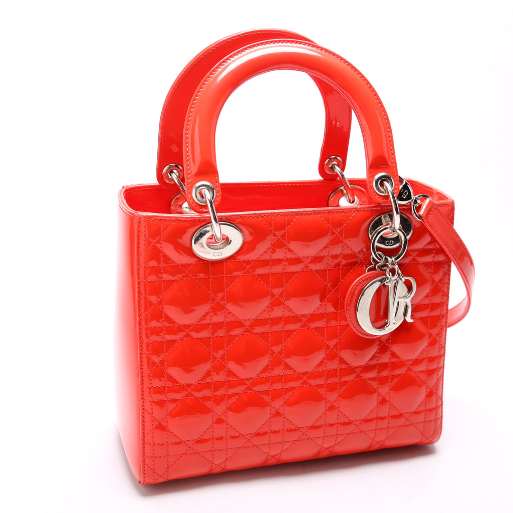 Lady Dior Medium Patent Orange