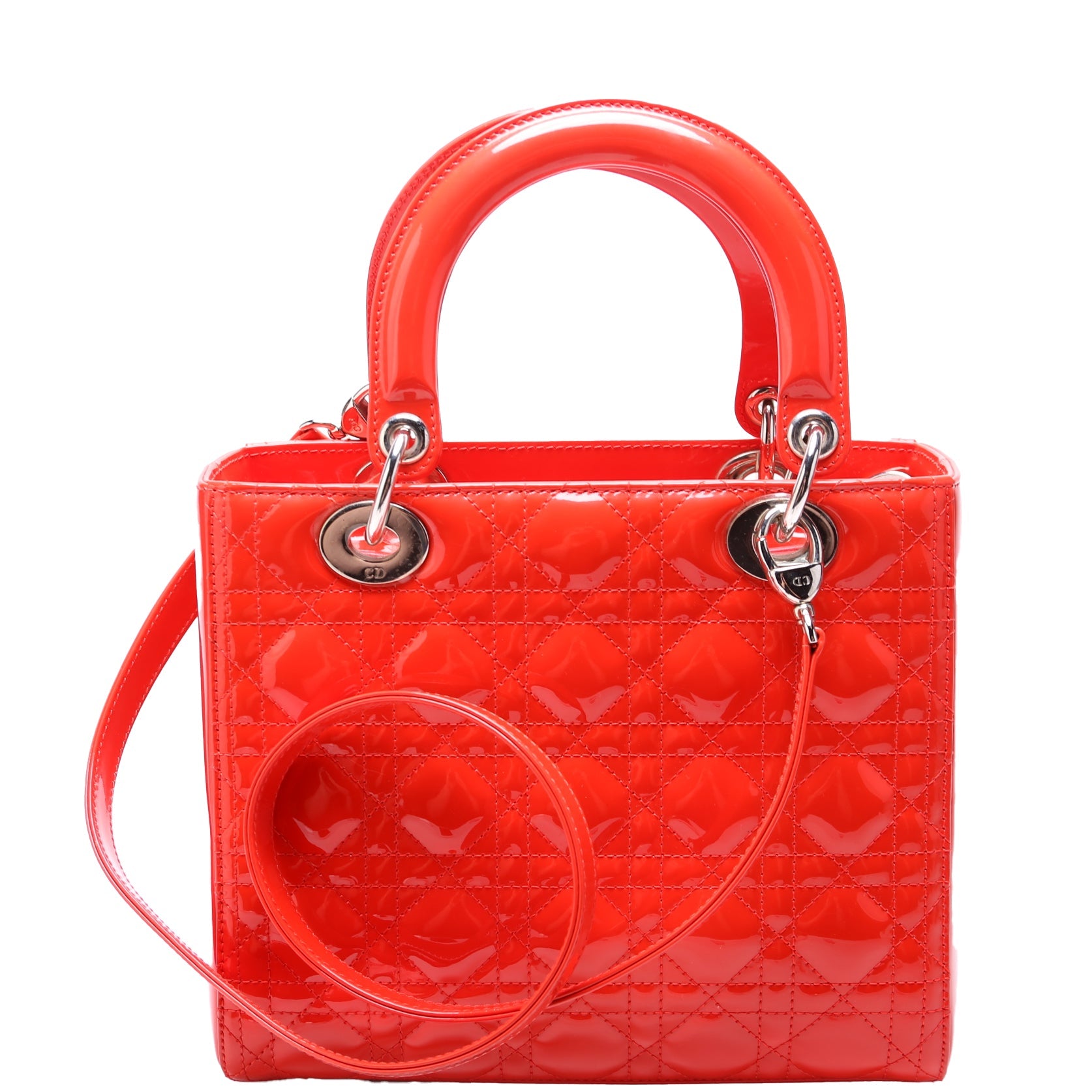 Lady Dior Medium Patent Orange