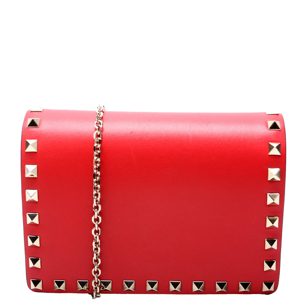 Rockstud Mini Chain Bag Red