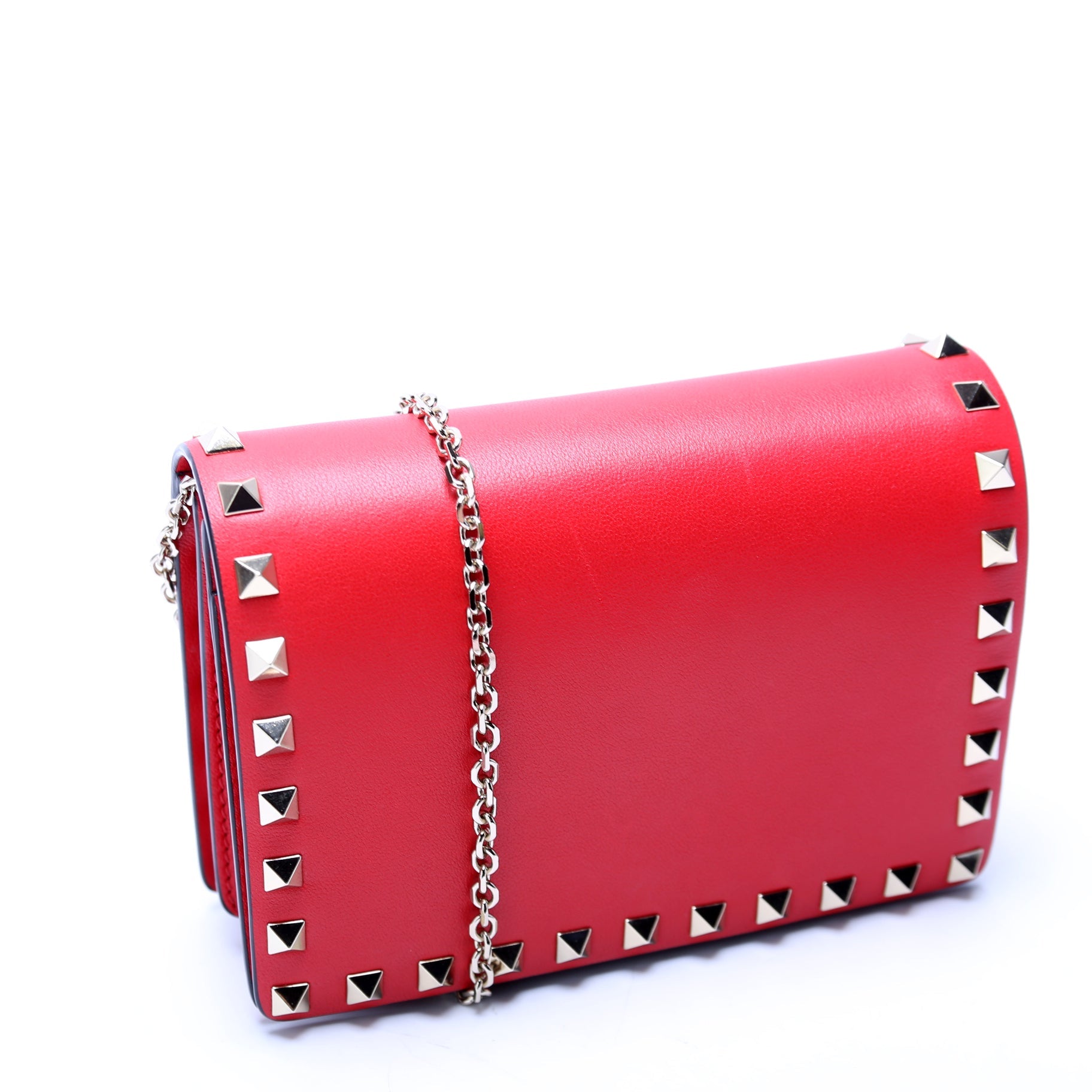 Rockstud Mini Chain Bag Red