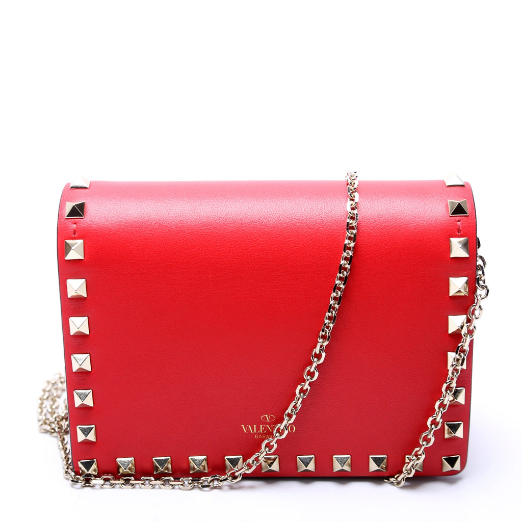 Rockstud Mini Chain Bag Red