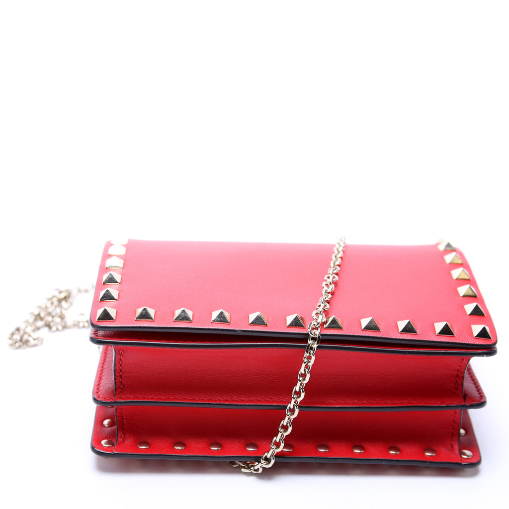 Rockstud Mini Chain Bag Red