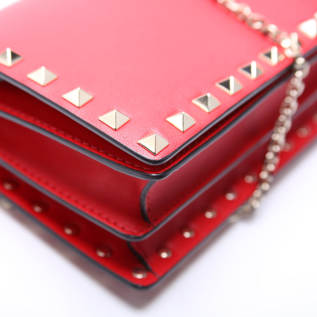 Rockstud Mini Chain Bag Red