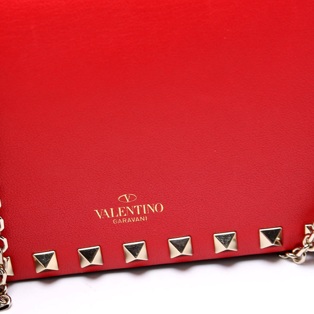Rockstud Mini Chain Bag Red