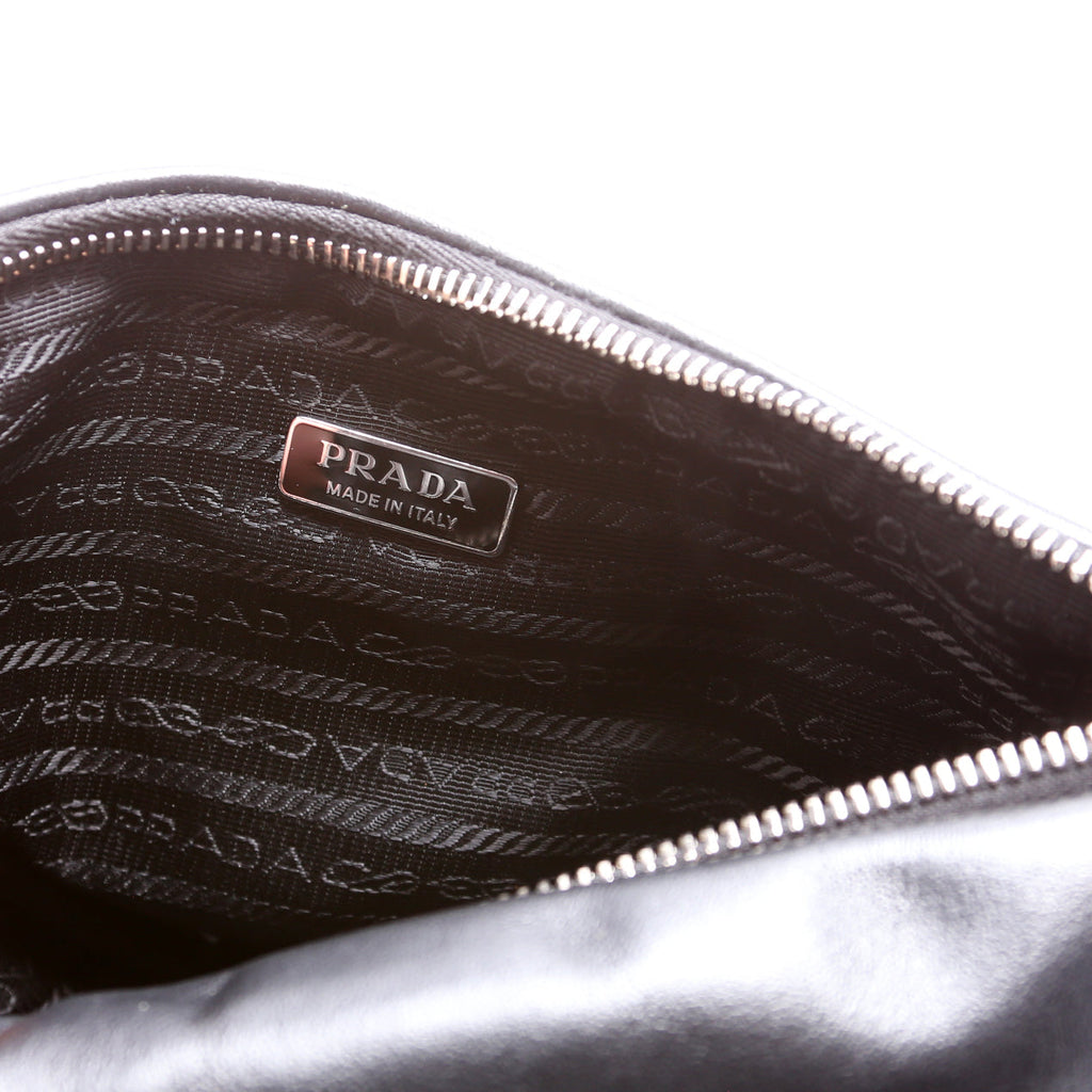 Triangle Logo Leather Shoulder Bag Black