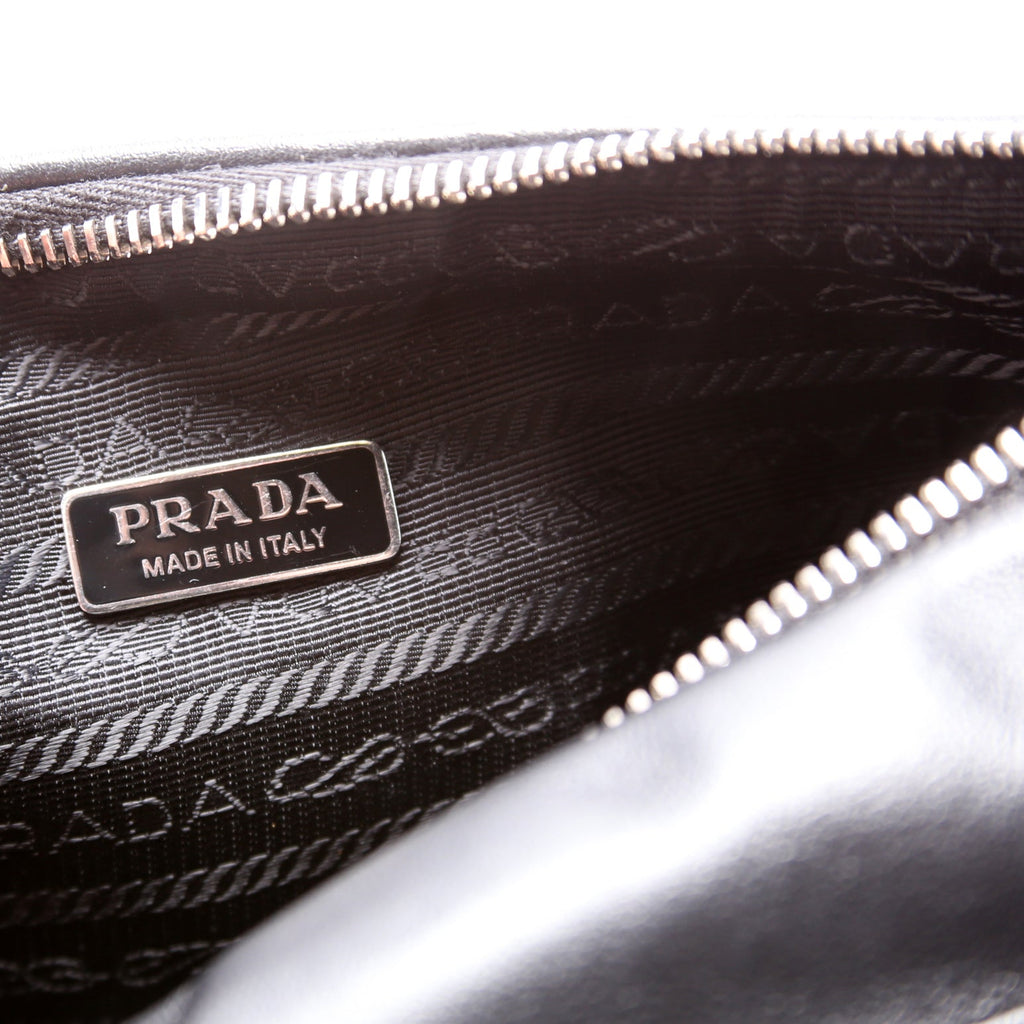 Triangle Logo Leather Shoulder Bag Black