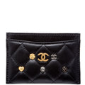 Classic Card Holder Lucky Charms Quilted Lambskin Black