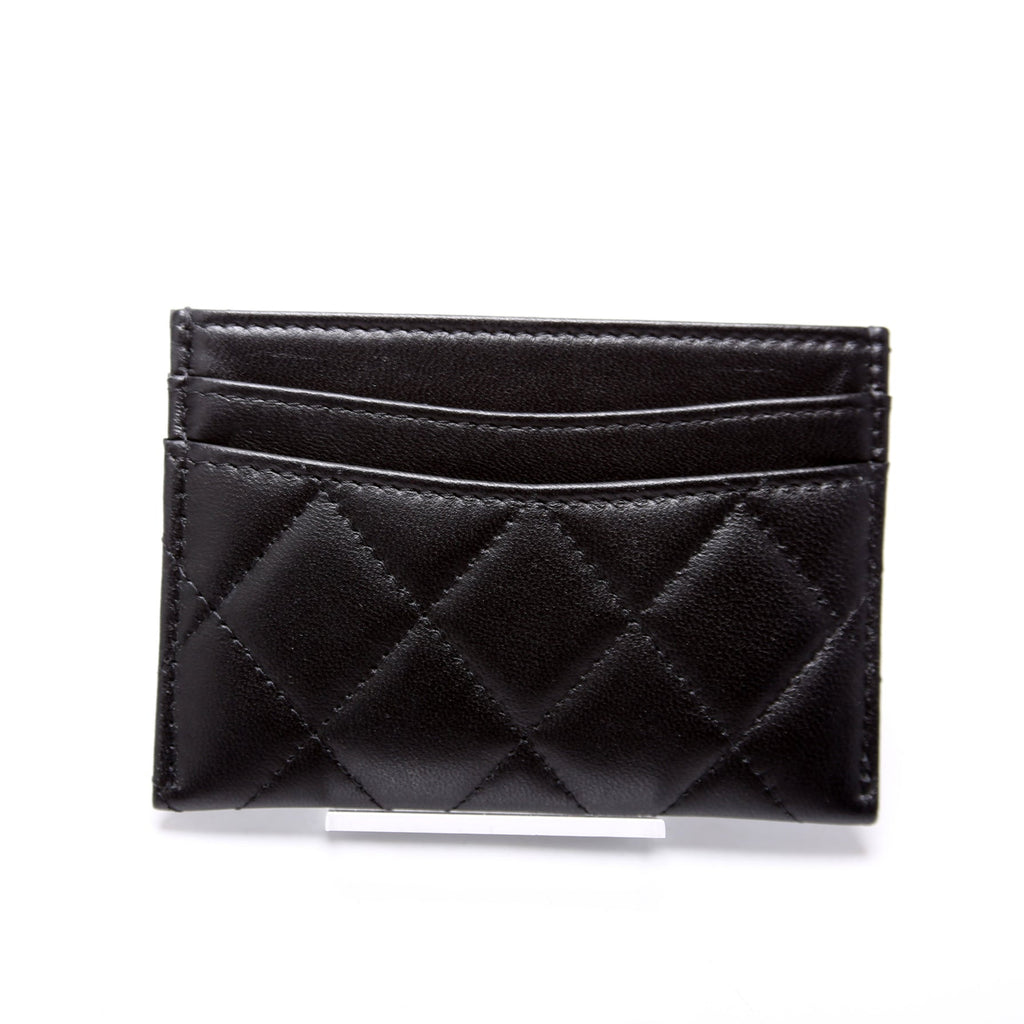 Classic Card Holder Lucky Charms Quilted Lambskin Black
