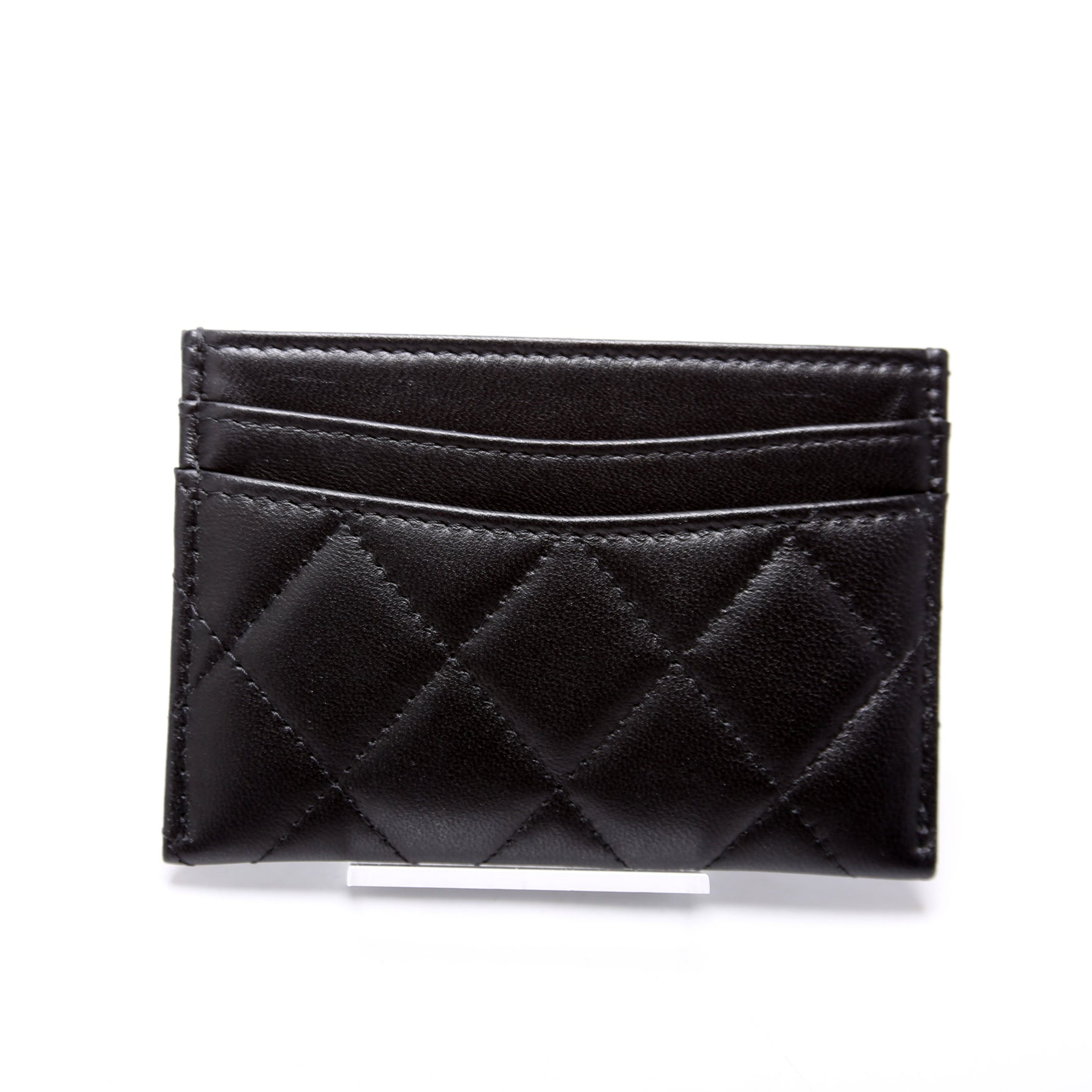 Classic Card Holder Lucky Charms Quilted Lambskin Black