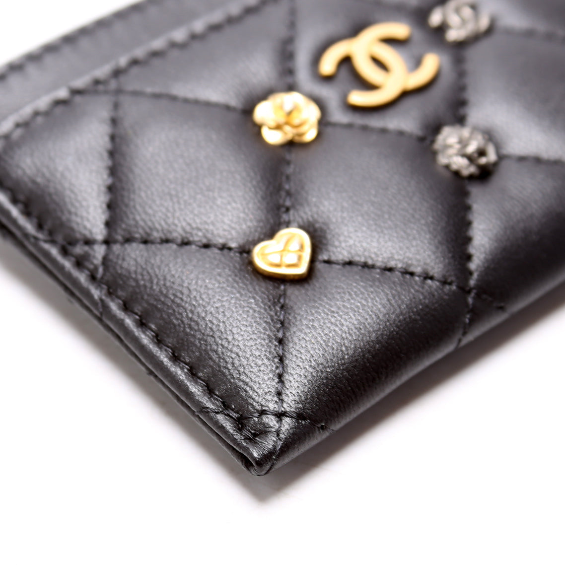Classic Card Holder Lucky Charms Quilted Lambskin Black