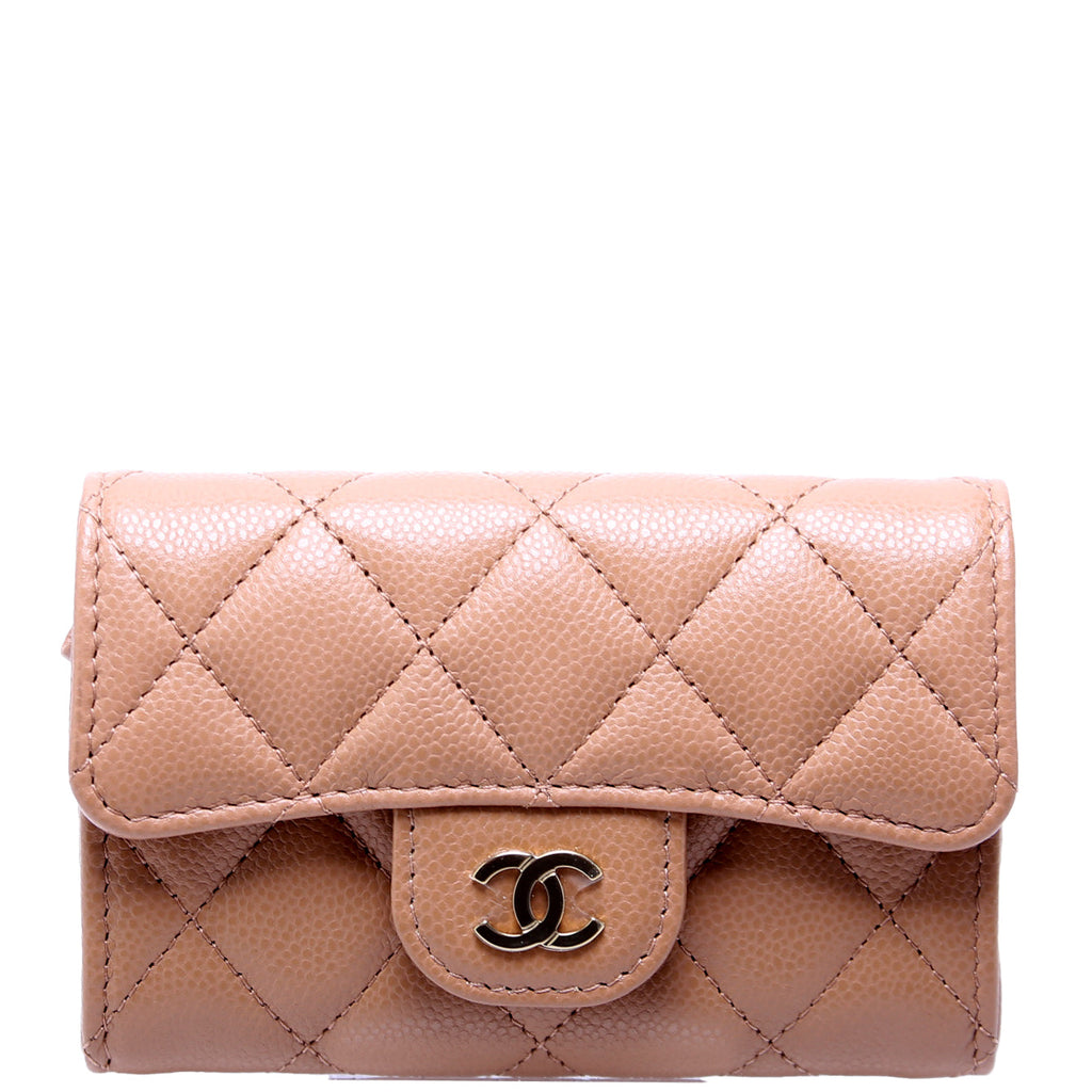 Classic Flap Card Holder Caviar Nude