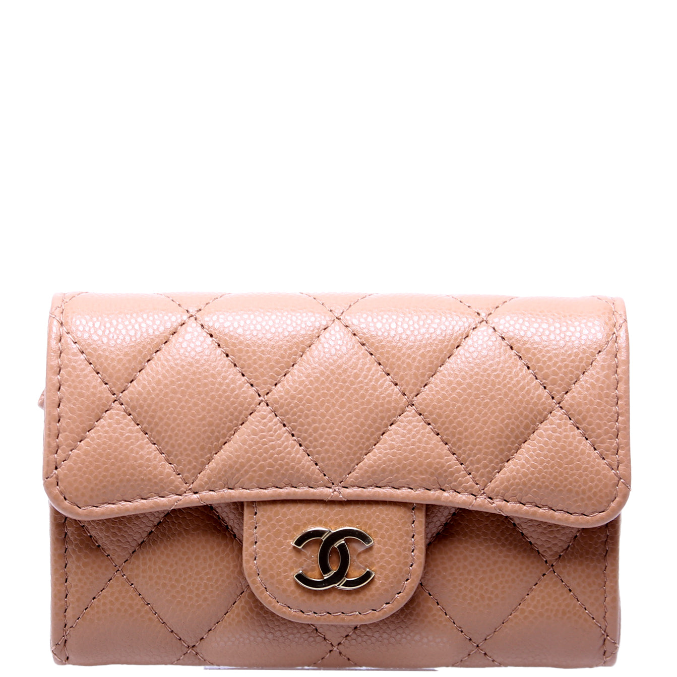 Classic Flap Card Holder Caviar Nude