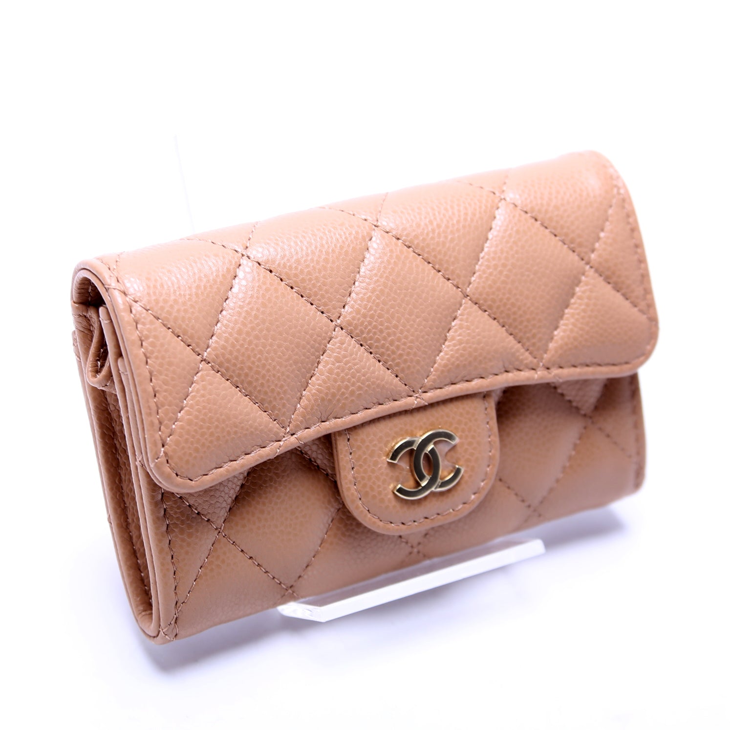 Classic Flap Card Holder Caviar Nude