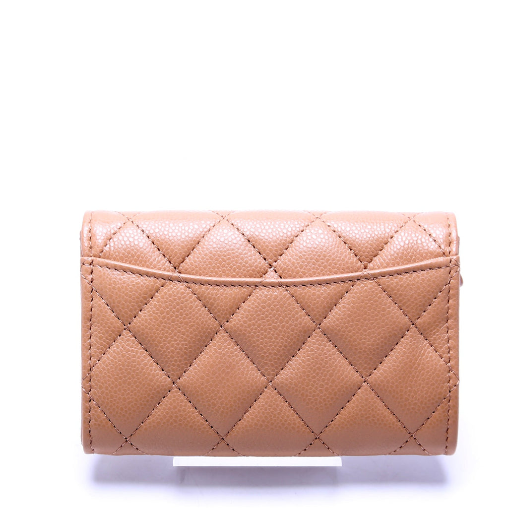 Classic Flap Card Holder Caviar Nude