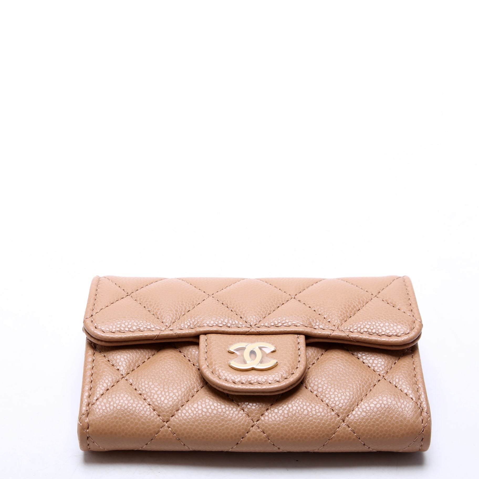 Classic Flap Card Holder Caviar Nude