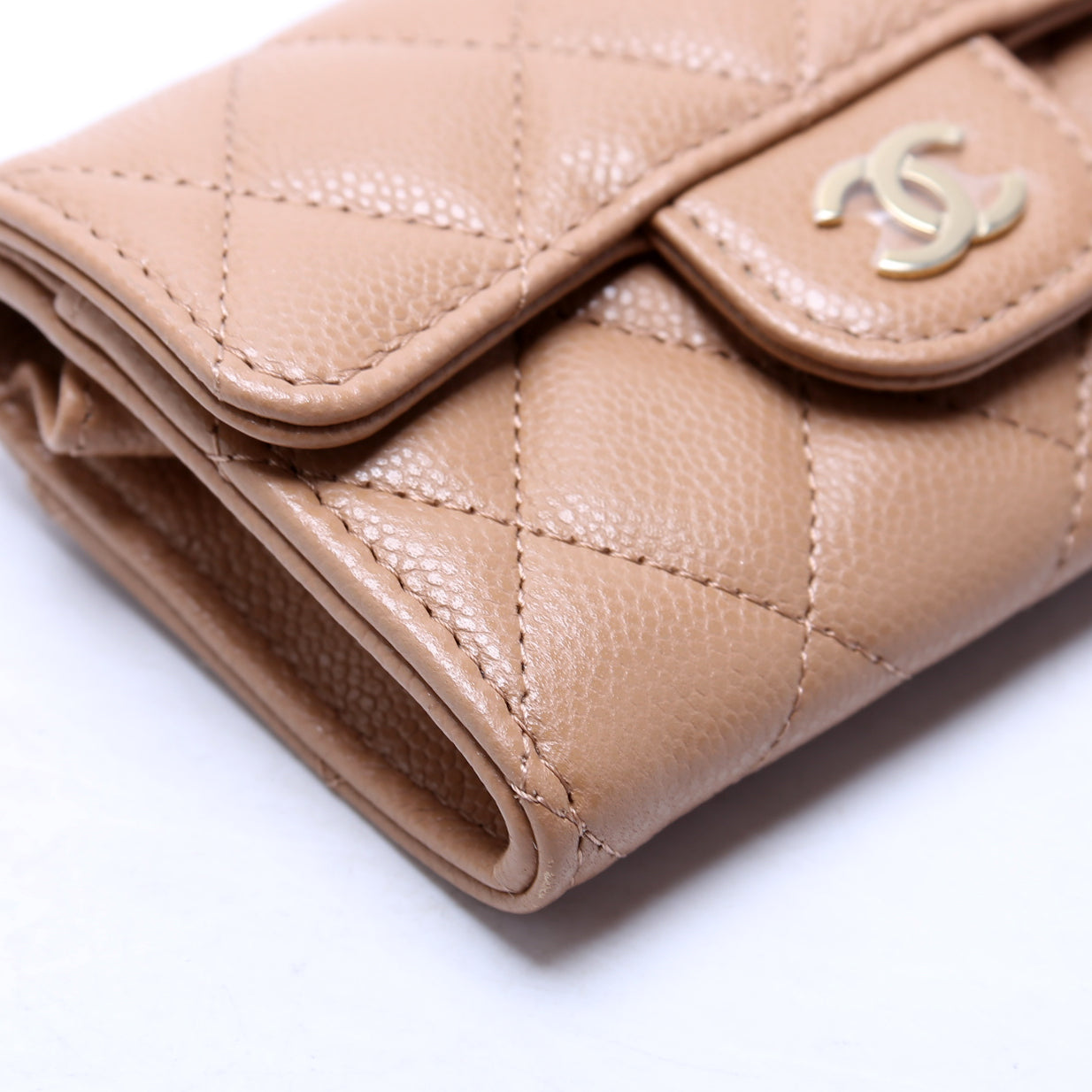 Classic Flap Card Holder Caviar Nude