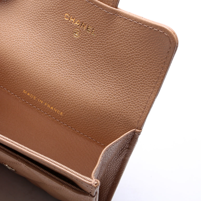 Classic Flap Card Holder Caviar Nude