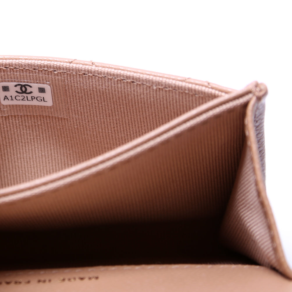 Classic Flap Card Holder Caviar Nude