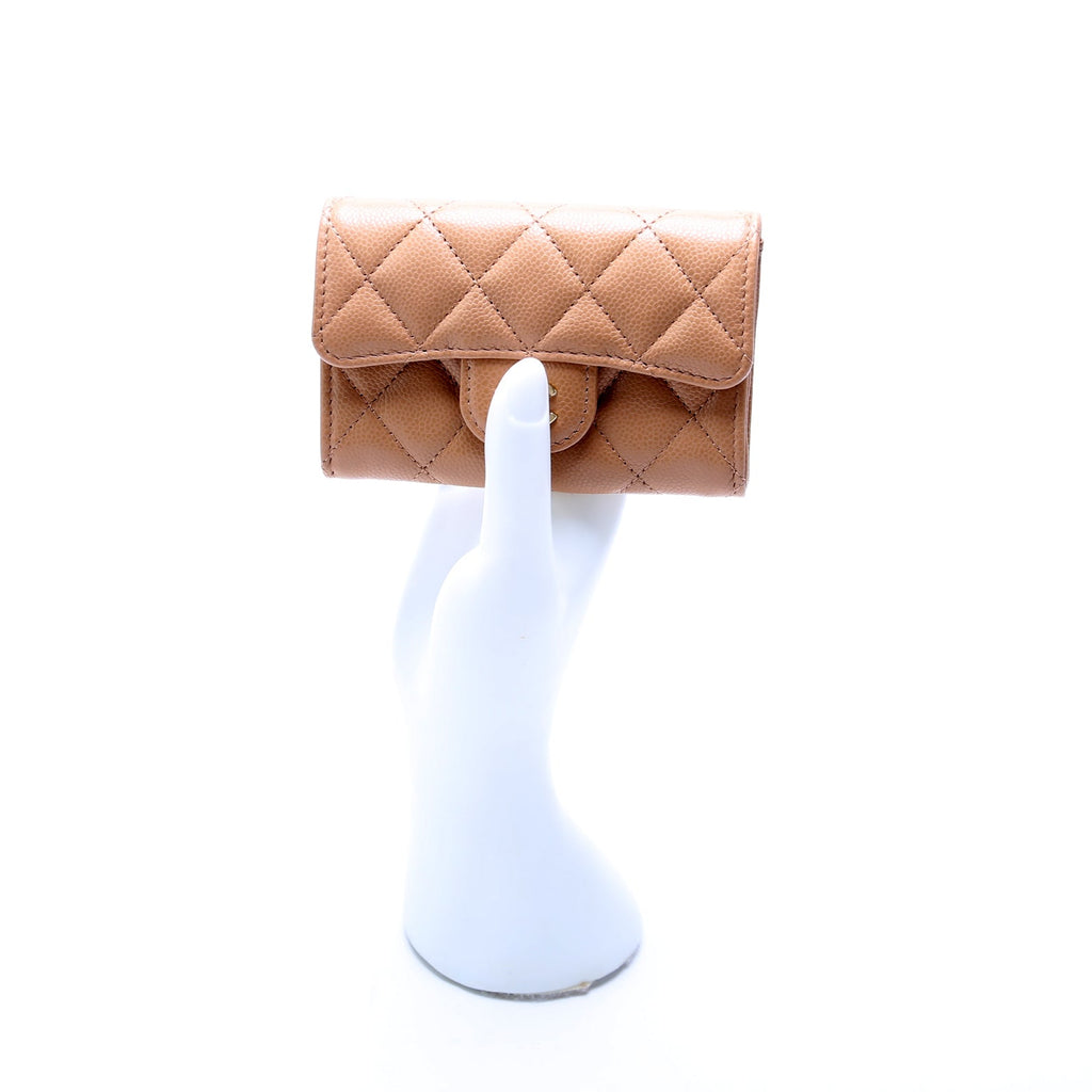 Classic Flap Card Holder Caviar Nude