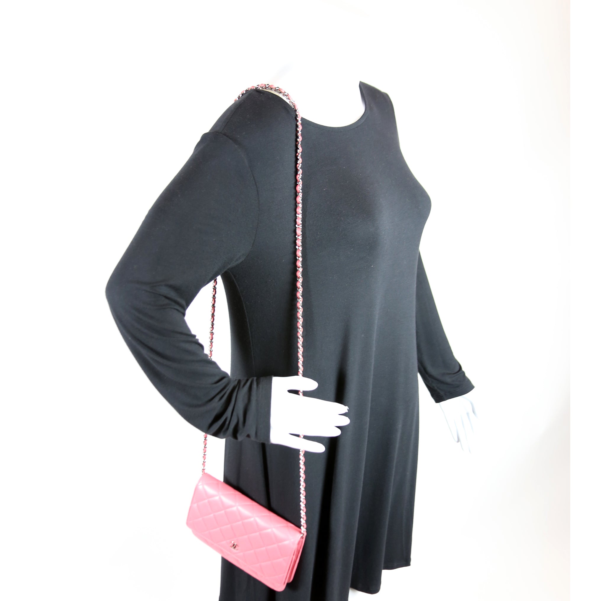 WOC Classic Quilted Lambskin Pink