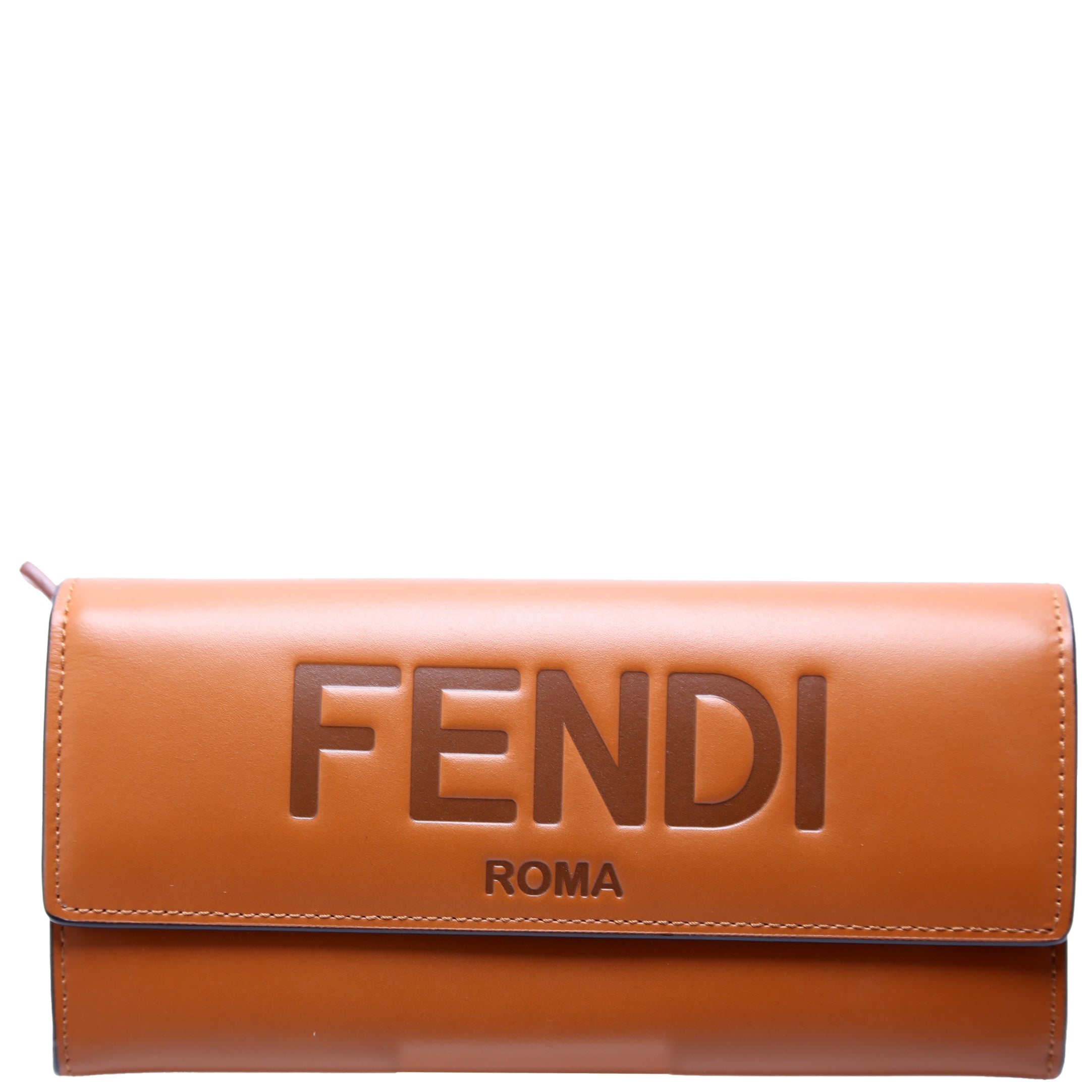 Logo Leather Flap Wallet Brown