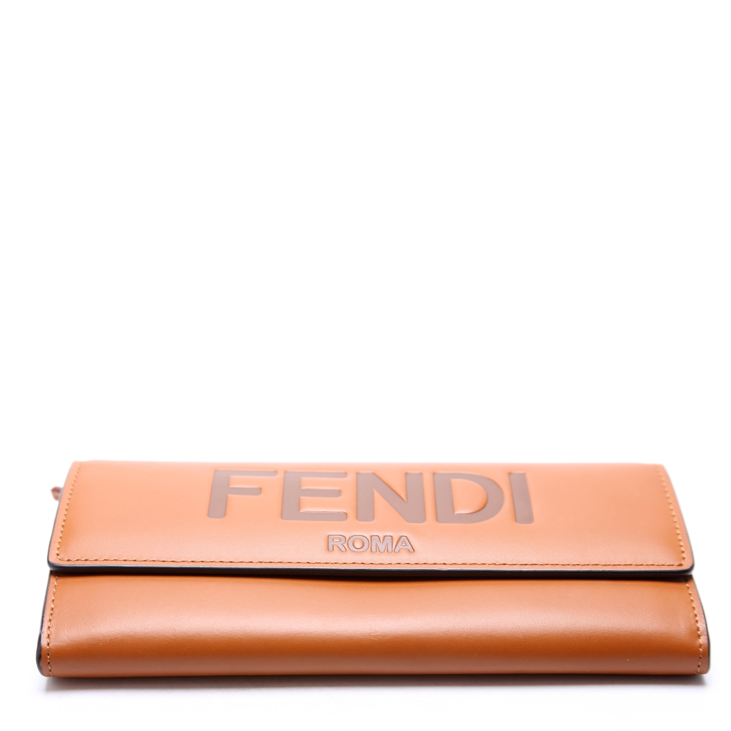 Logo Leather Flap Wallet Brown