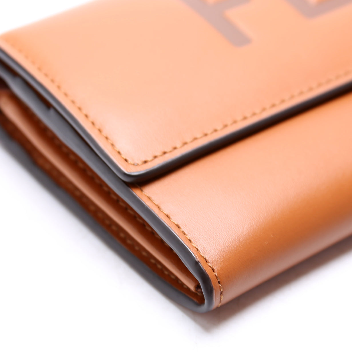 Logo Leather Flap Wallet Brown
