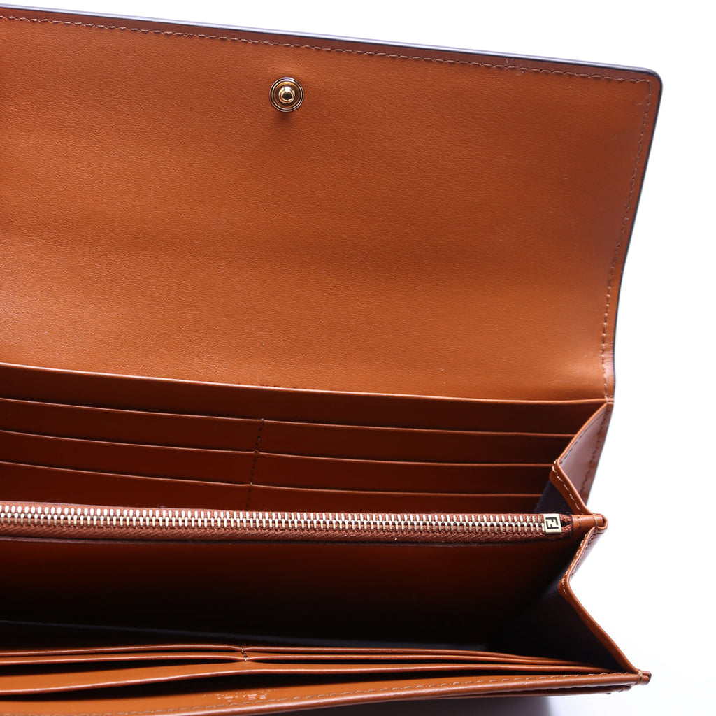 Logo Leather Flap Wallet Brown