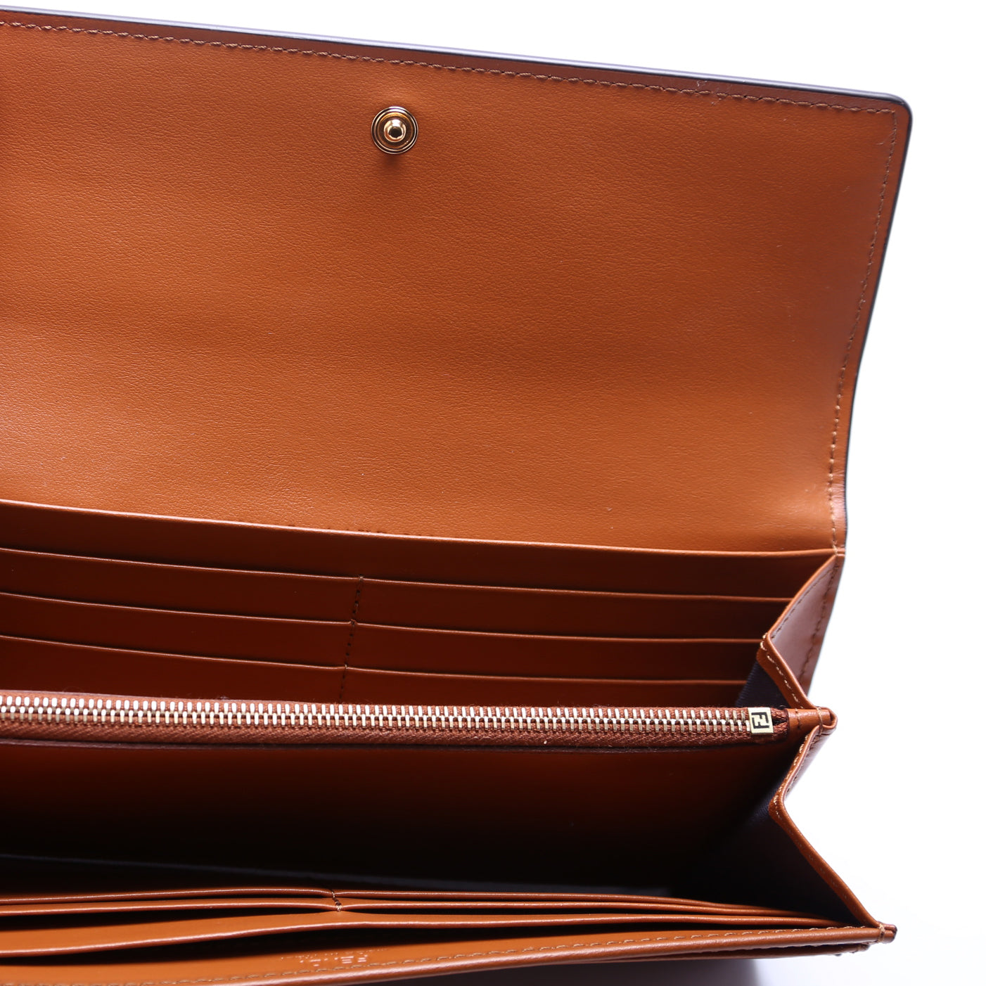 Logo Leather Flap Wallet Brown