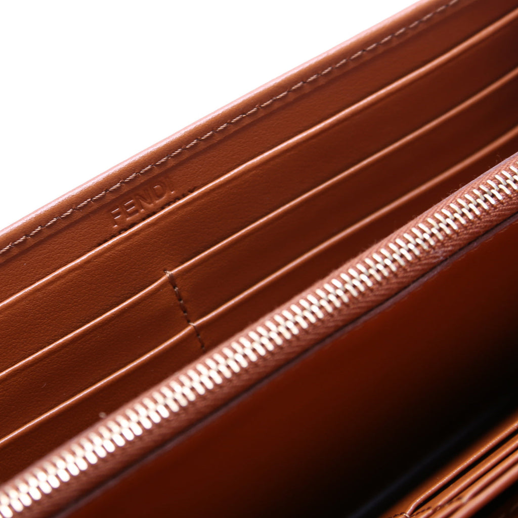 Logo Leather Flap Wallet Brown