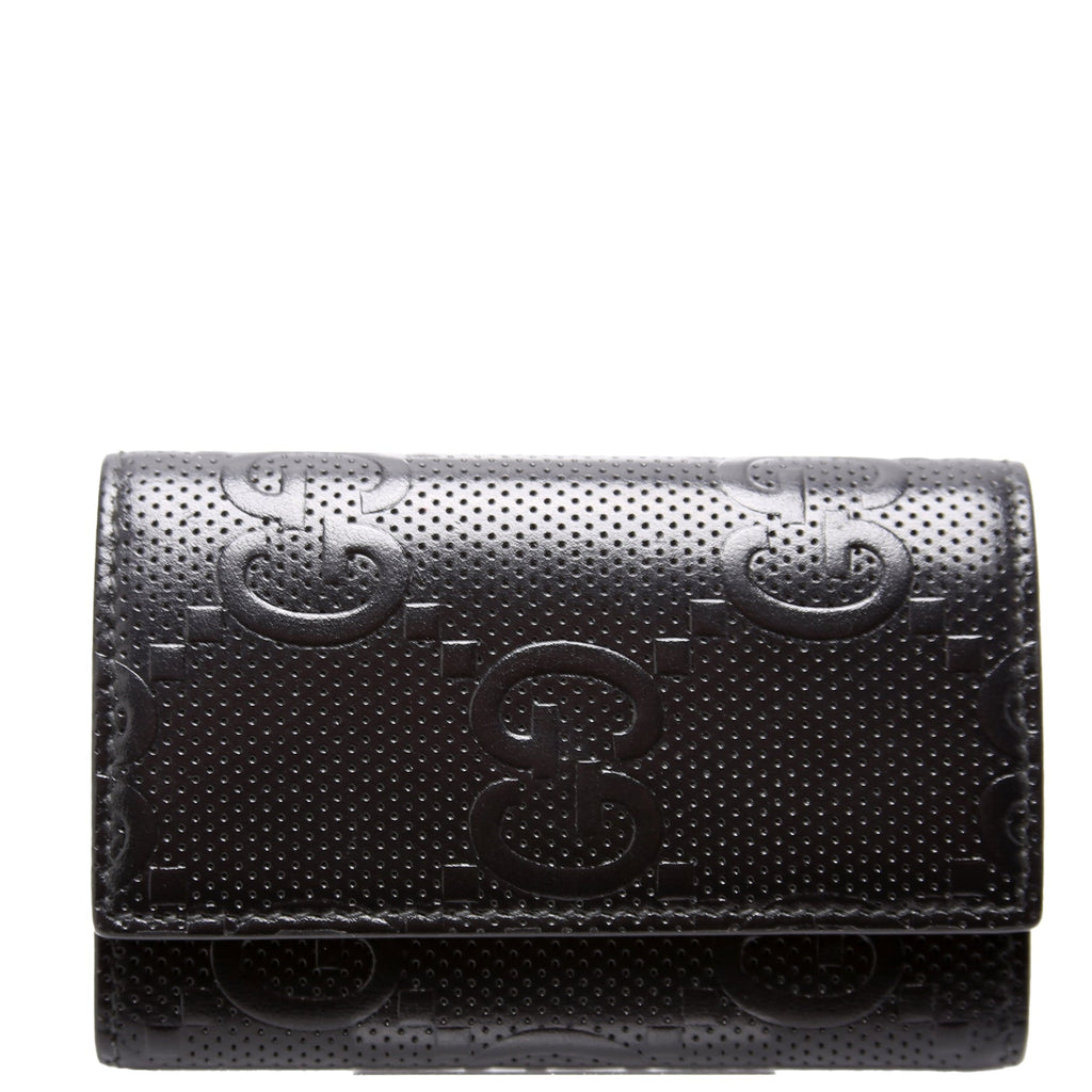 625565 Embossed GG Key Holder Black