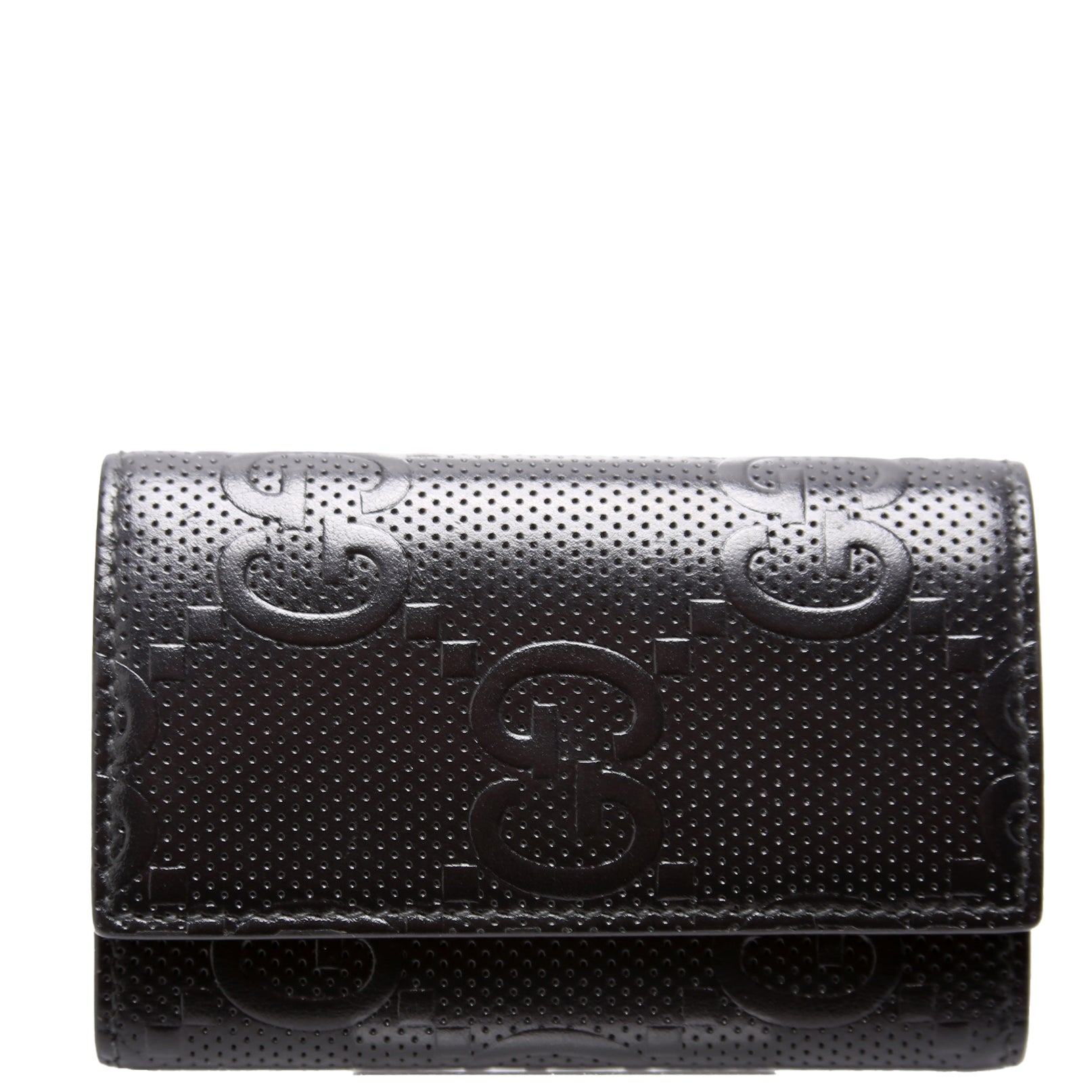 625565 Embossed GG Key Holder Black