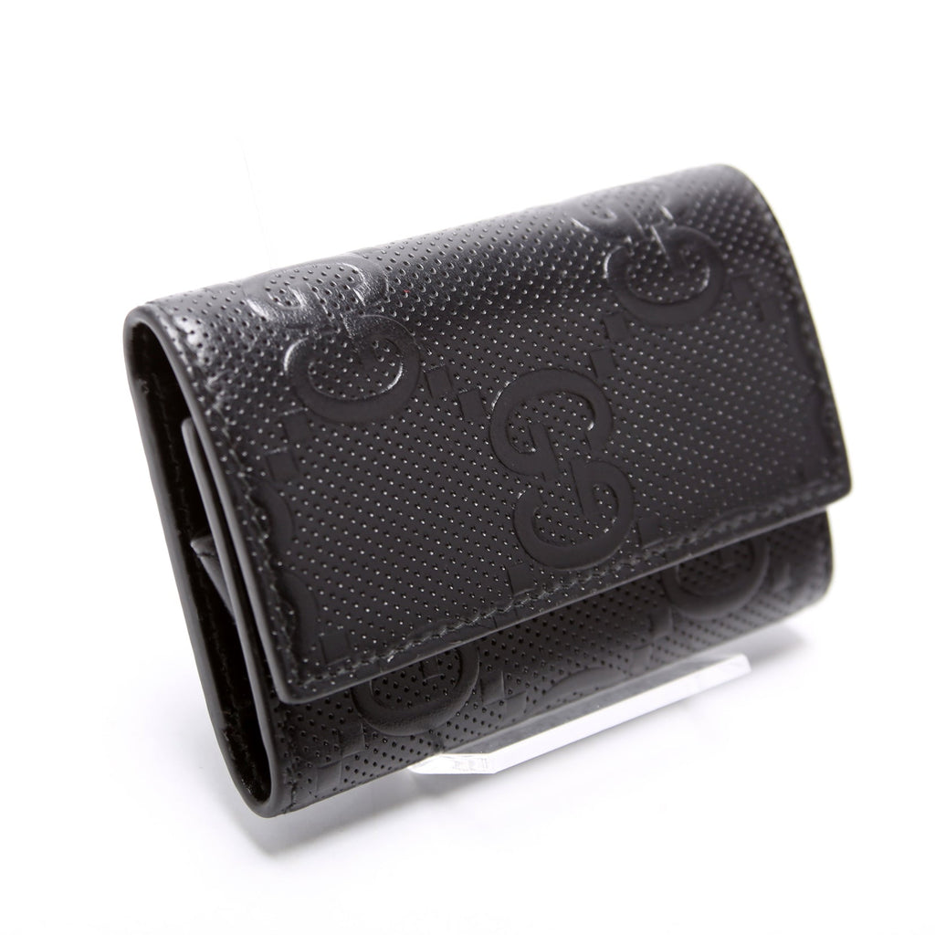 625565 Embossed GG Key Holder Black