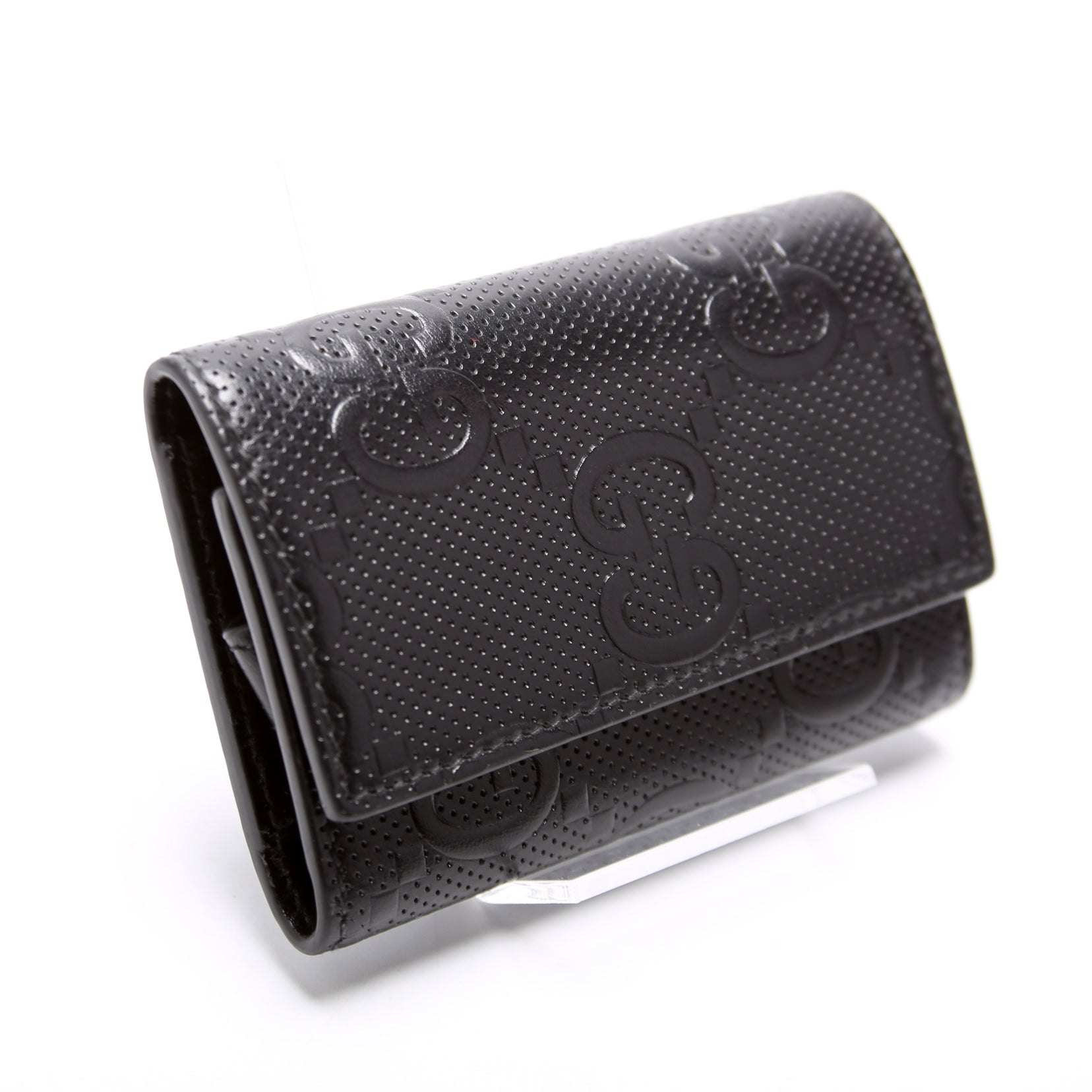 625565 Embossed GG Key Holder Black