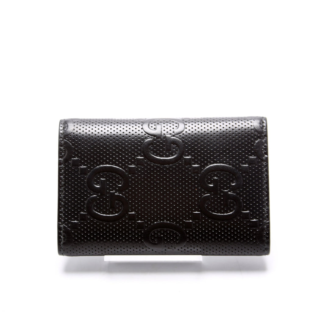 625565 Embossed GG Key Holder Black