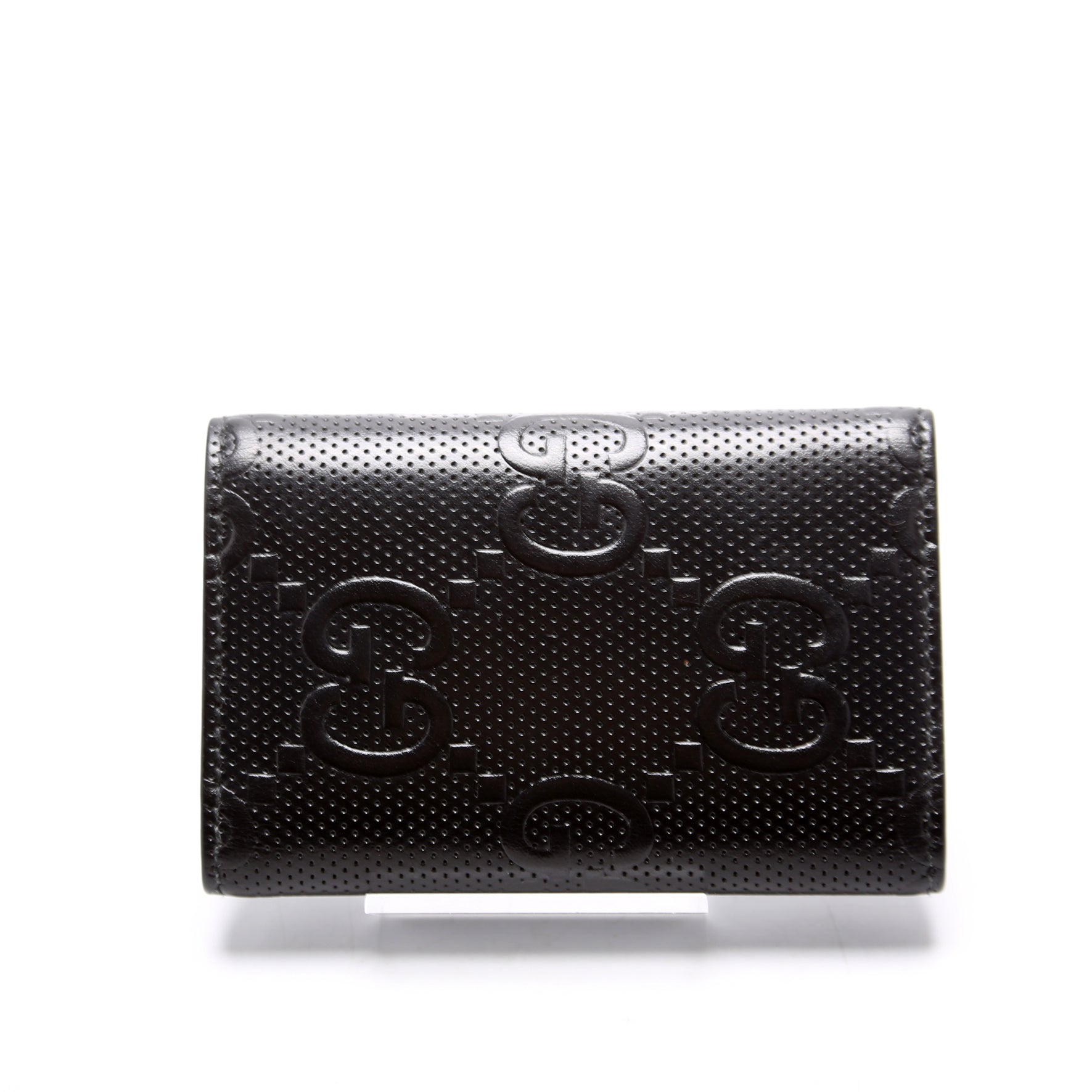 625565 Embossed GG Key Holder Black