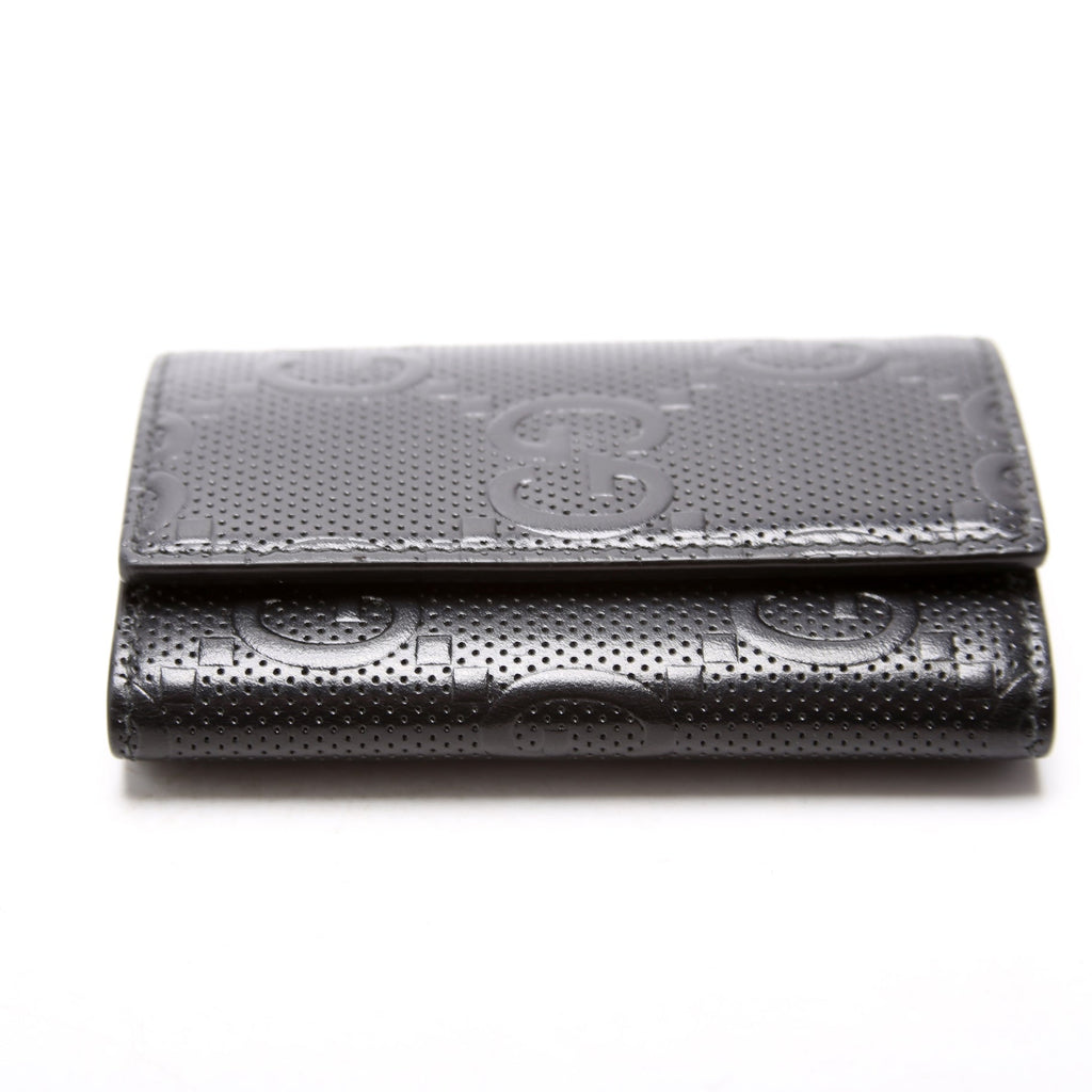 625565 Embossed GG Key Holder Black