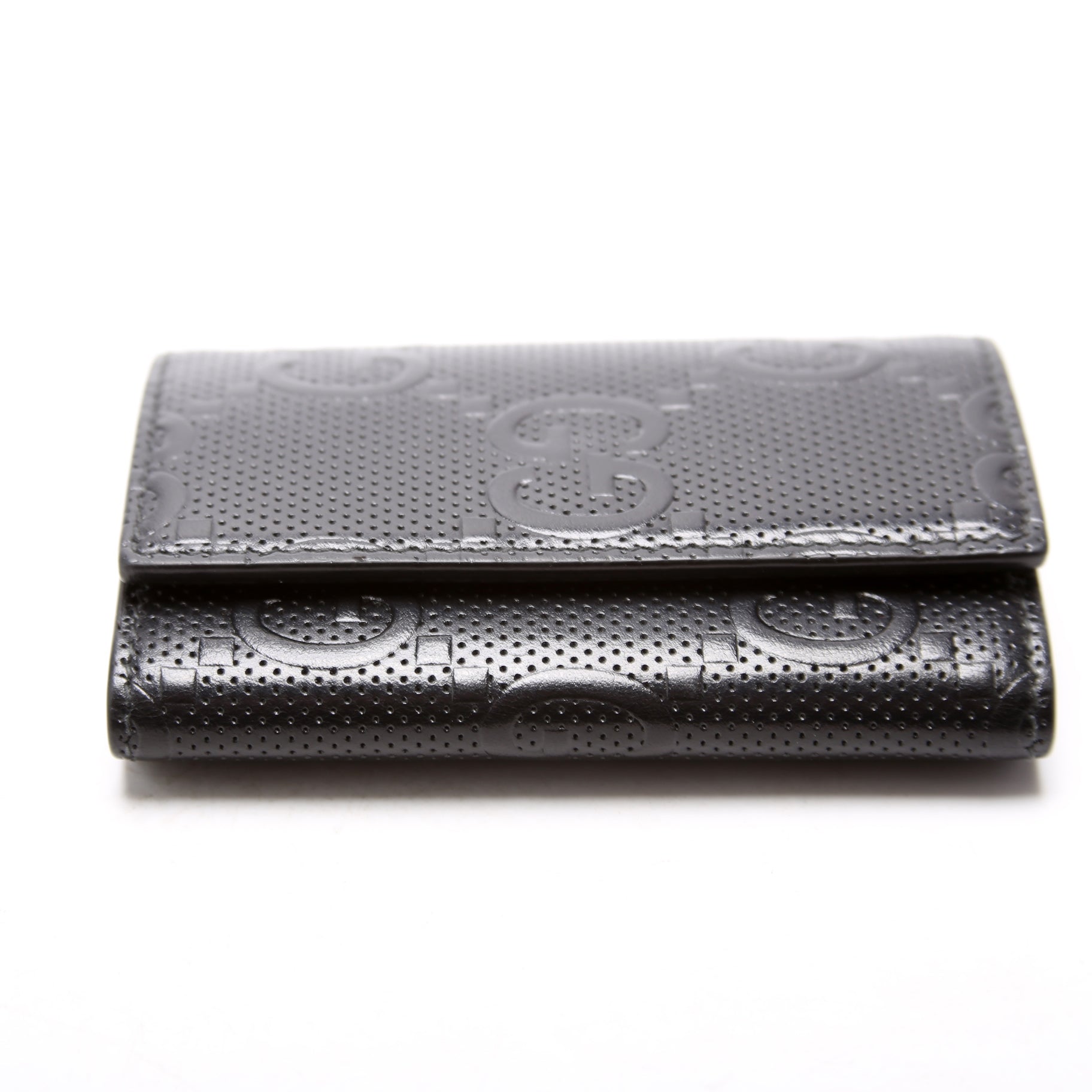 625565 Embossed GG Key Holder Black
