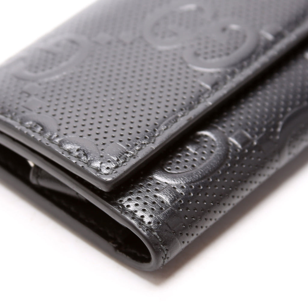 625565 Embossed GG Key Holder Black