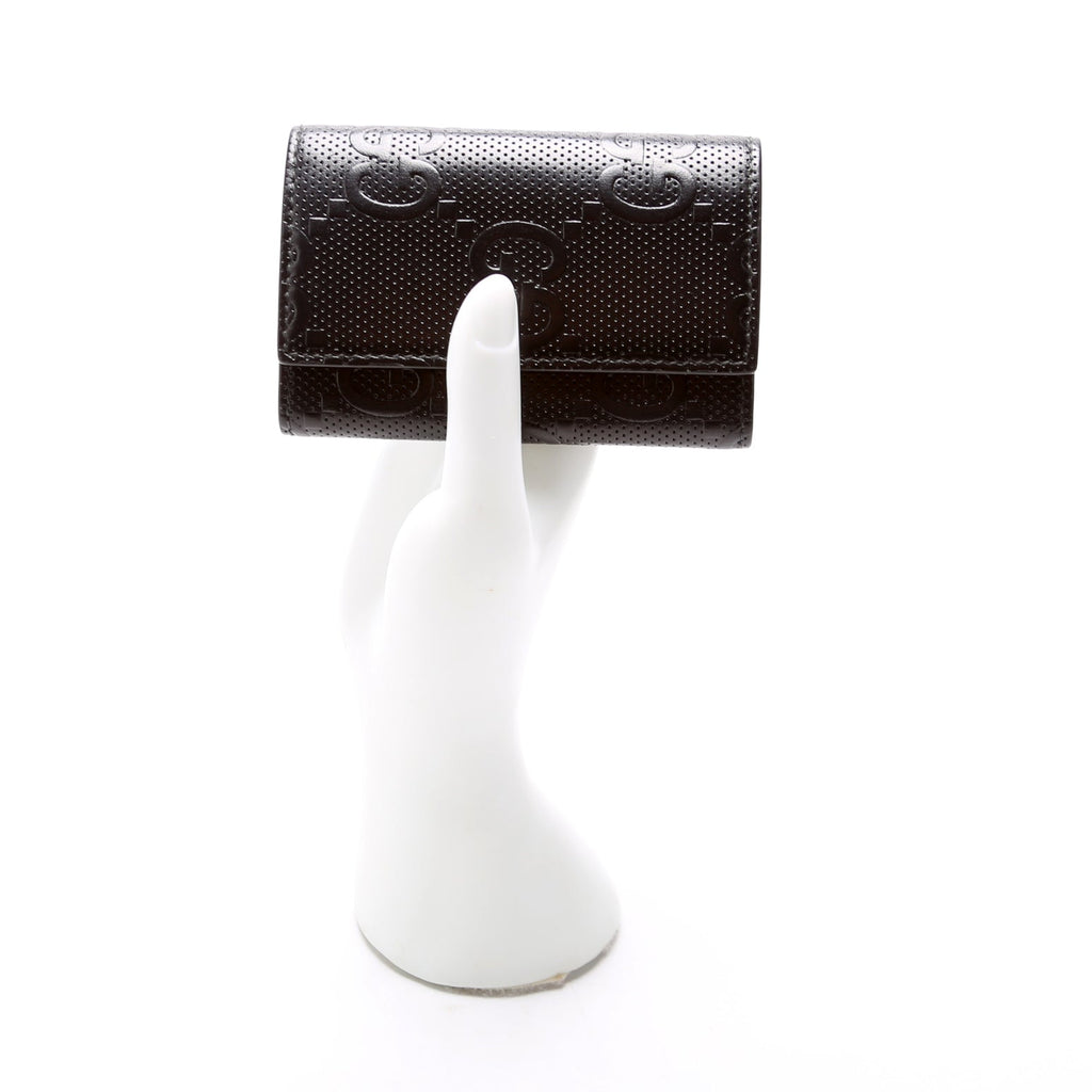 625565 Embossed GG Key Holder Black