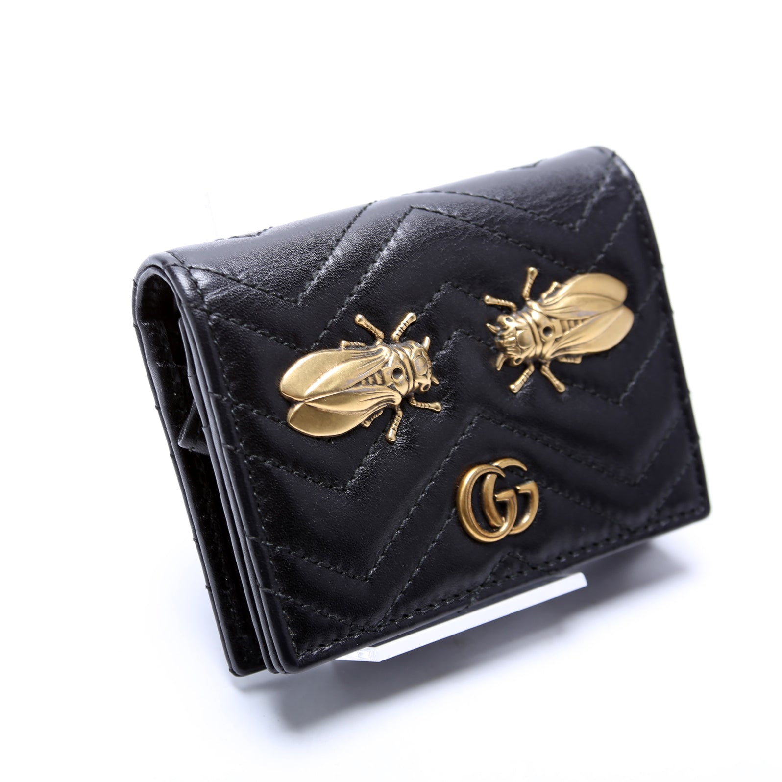 466492 GG Marmont Cicada Studs Card Case Black