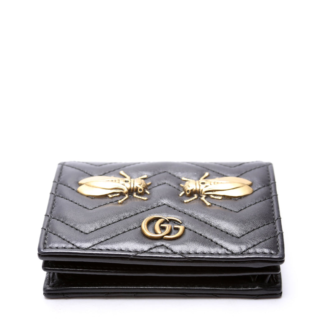 466492 GG Marmont Cicada Studs Card Case Black