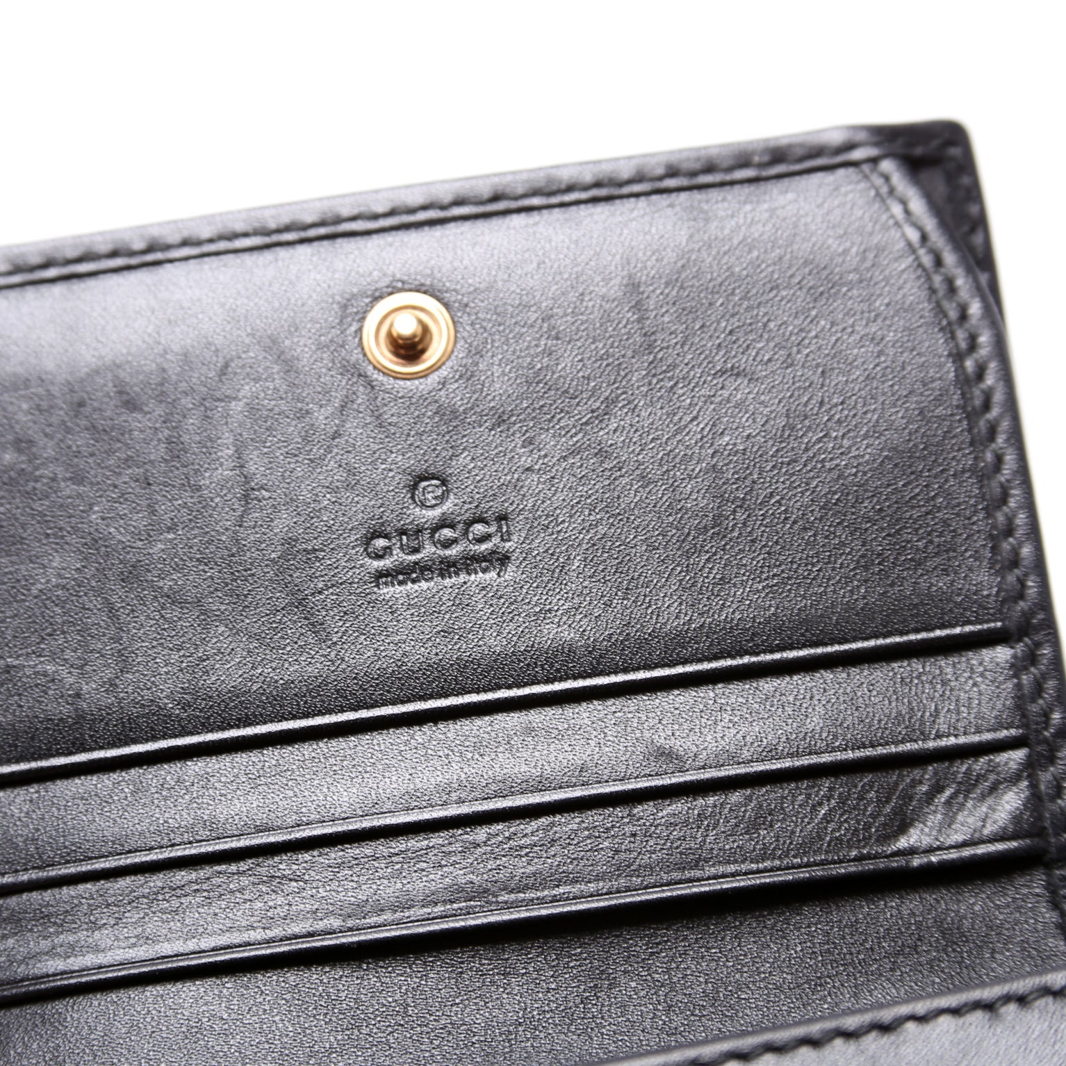 466492 GG Marmont Cicada Studs Card Case Black