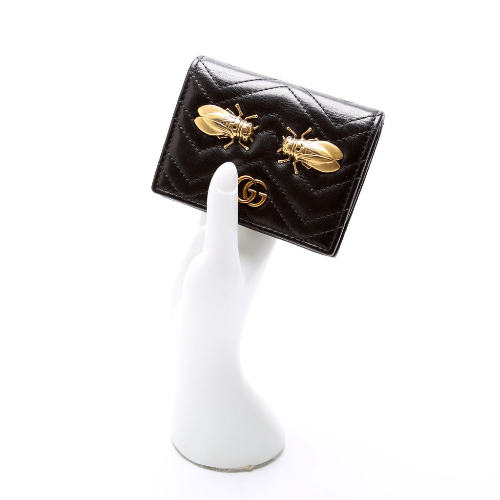 466492 GG Marmont Cicada Studs Card Case Black