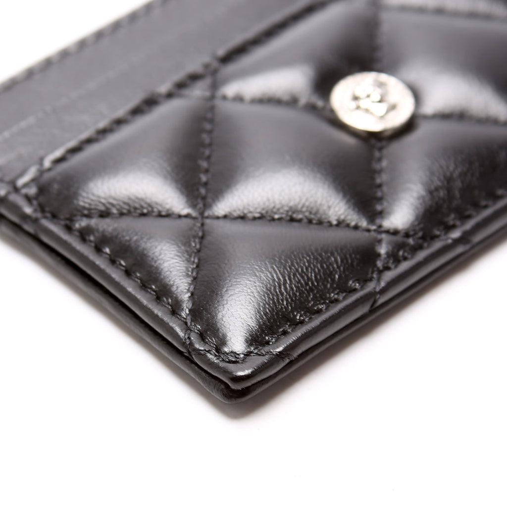 Medusa Biggie Quilted Leather Card Holder Black