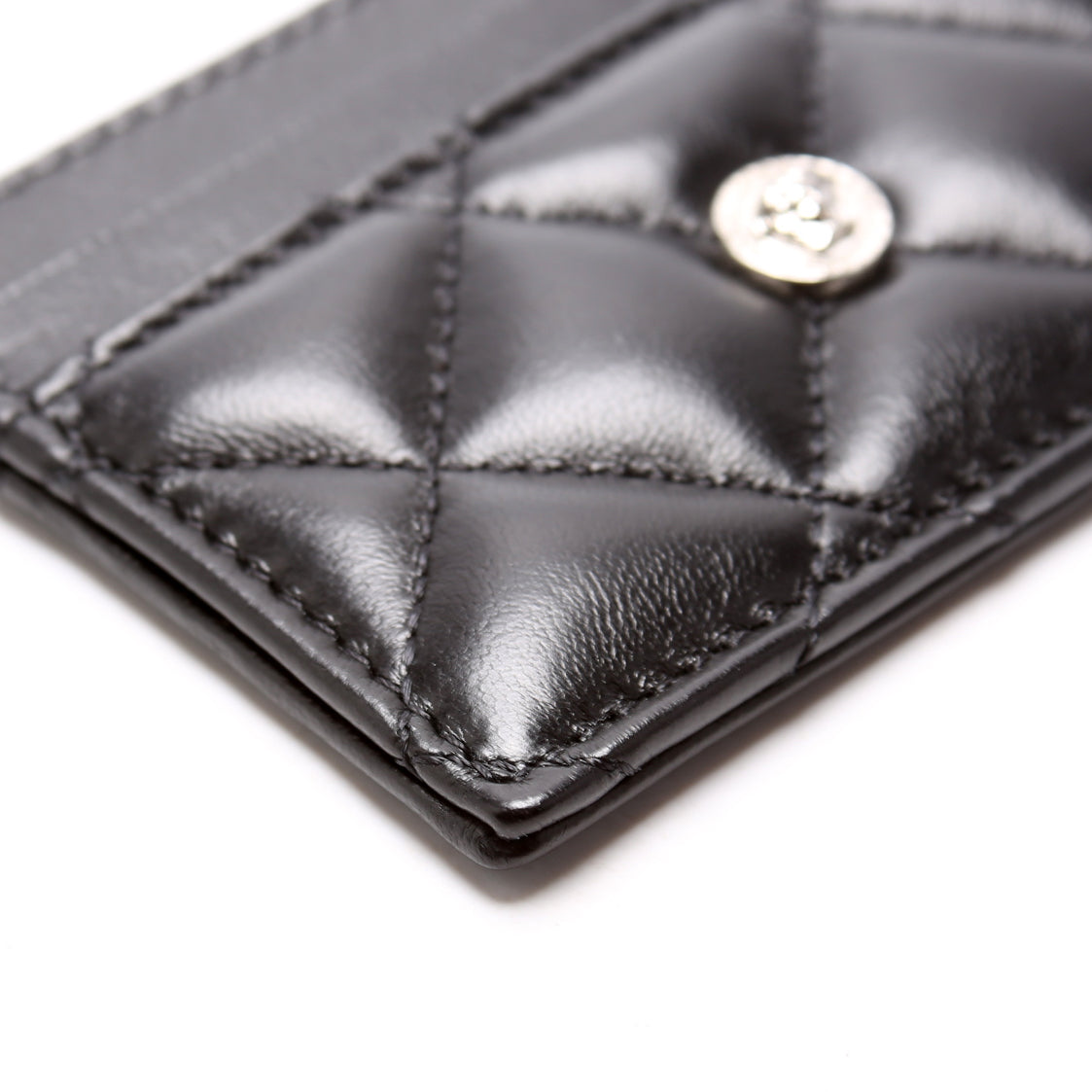 Medusa Biggie Quilted Leather Card Holder Black