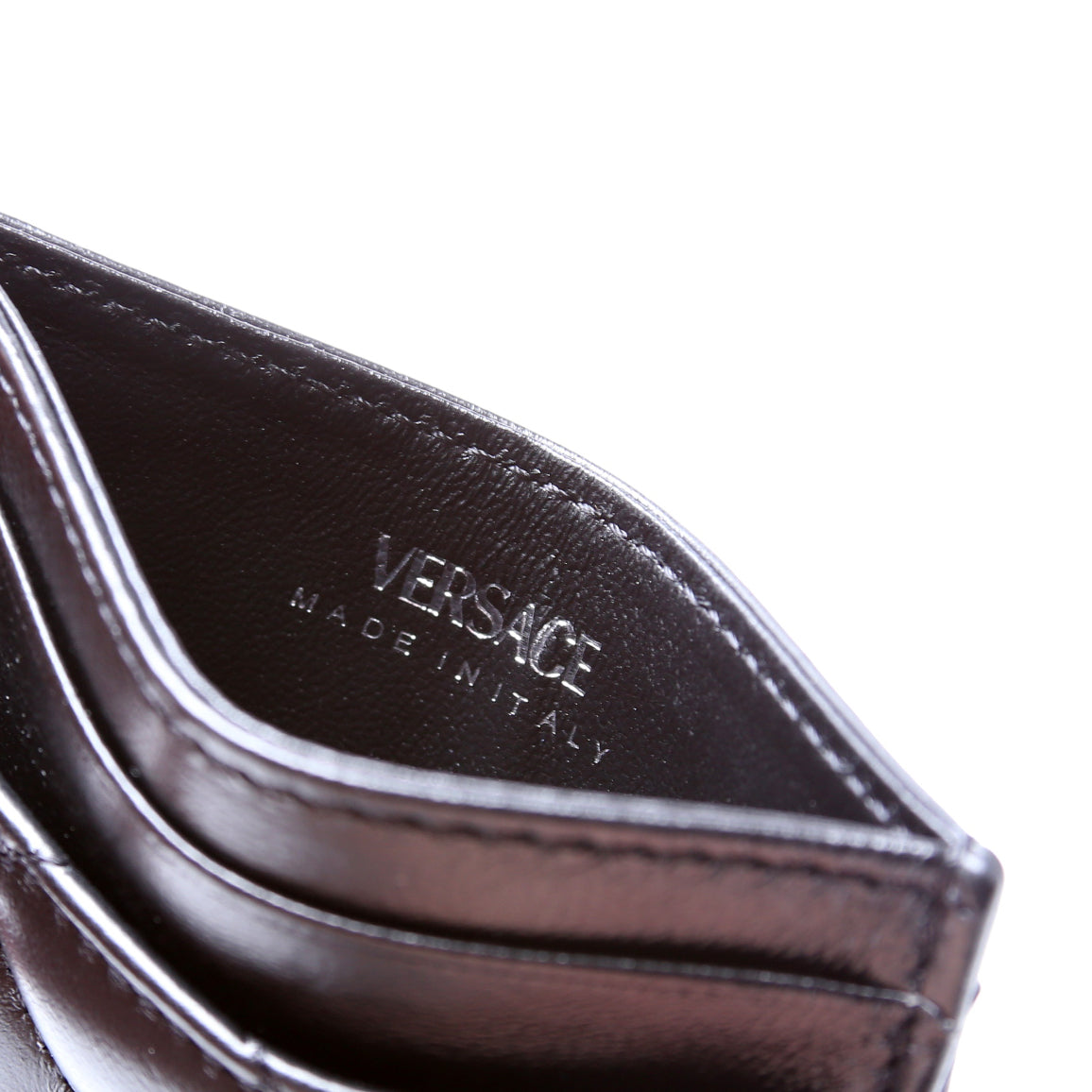 Medusa Biggie Quilted Leather Card Holder Black