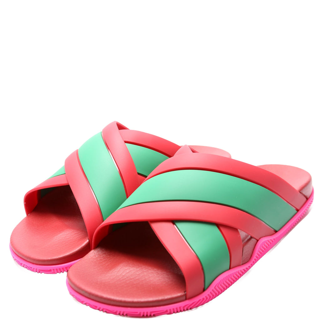 Gucci Criss Cross Web Rubber Slides Size 42 Multicolor